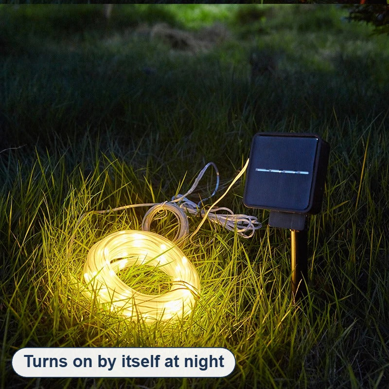 Solar rope light turns on by itself at night