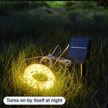 Solar rope light turns on by itself at night