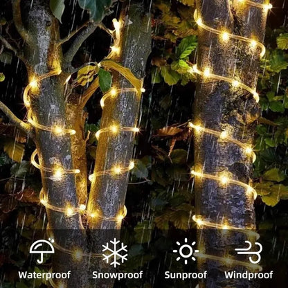 Waterproof, snowproof, sunproof and windproof solar rope light