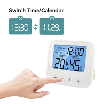 Digital hygrometer thermometer with backlit LCD