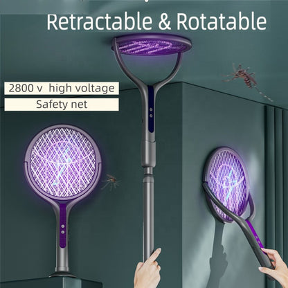 Extendable electric mosquito swatter with telescopic pole